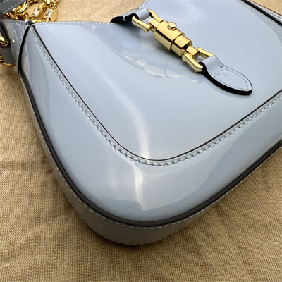 Gu.cci Jackie 1961 Mini Shoulder Bag Blue Patent Leather 699651