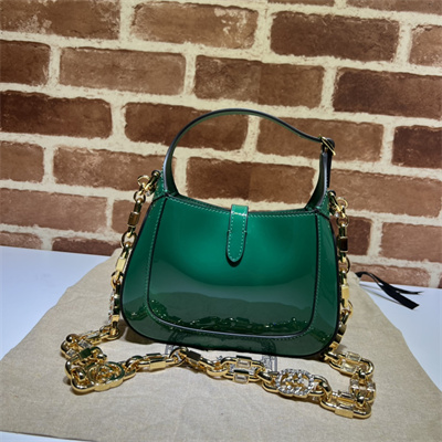 Gu.cci Jackie 1961 Mini Shoulder Bag Green Patent Leather 699651