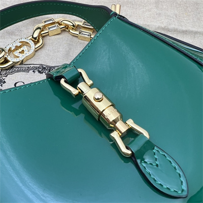 Gu.cci Jackie 1961 Mini Shoulder Bag Green Patent Leather 699651