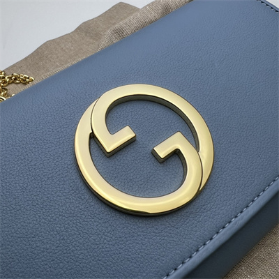 Gu.cci Blondie continental chain wallet Blue Leather 725215