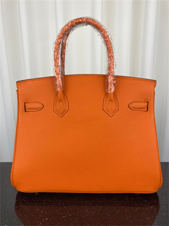 Bir.kin Bag TOGO Leather 25/30/35CM Gold/Silver Hardware In Orange Color HS