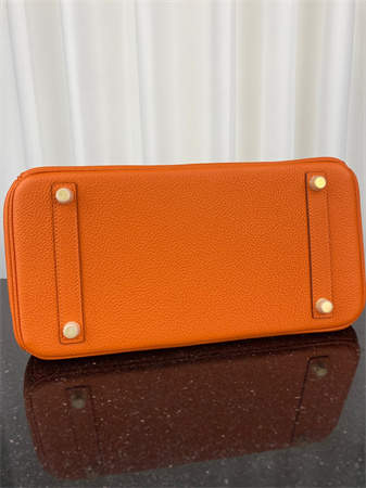 Bir.kin Bag TOGO Leather 25/30/35CM Gold/Silver Hardware In Orange Color HS