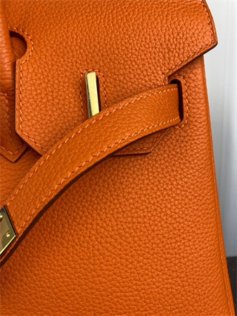 Bir.kin Bag TOGO Leather 25/30/35CM Gold/Silver Hardware In Orange Color HS