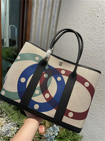 Her.mes Garden Party 36CM Togo Leather and Graffiti Canvas HS