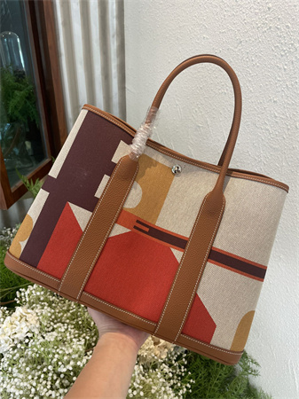 Her.mes Garden Party 36CM Togo Leather and Graffiti Canvas HS