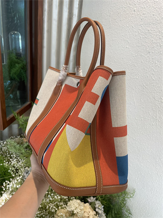 Her.mes Garden Party 36CM Togo Leather and Graffiti Canvas HS