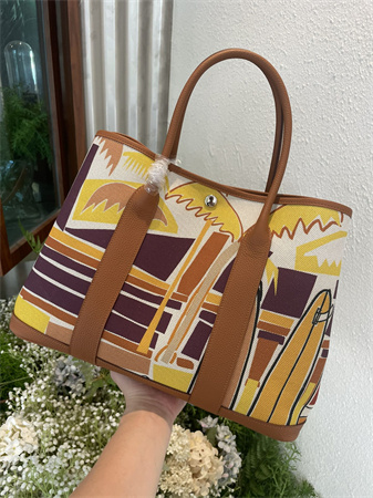 Her.mes Garden Party 36CM Togo Leather and Graffiti Canvas HS