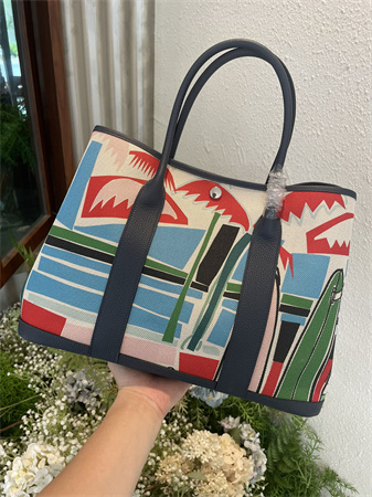 Her.mes Garden Party 36CM Togo Leather and Graffiti Canvas HS
