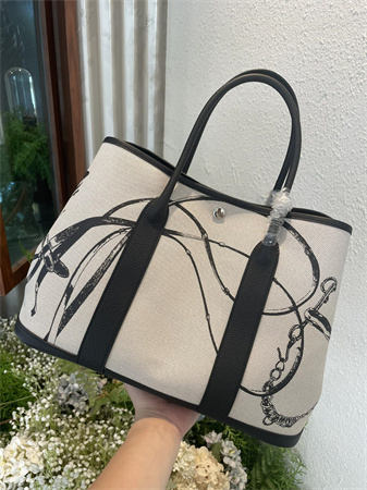 Her.mes Garden Party 36CM Togo Leather and Graffiti Canvas HS
