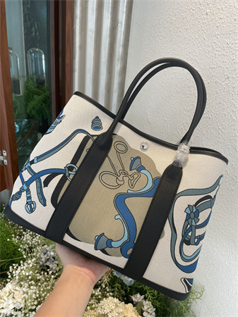 Her.mes Garden Party 36CM Togo Leather and Graffiti Canvas HS