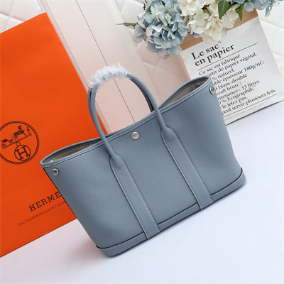 H**mes garden party 30/36cm calfskin leather bleu lin