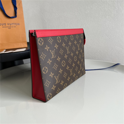 L.V Pochette Voyage MM Monogram Canvas Red  M12820