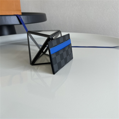 L.V Double Card Holder Damier Graphite coated canvas Indigo Blue N00093