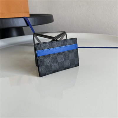 L.V Double Card Holder Damier Graphite coated canvas Indigo Blue N00093