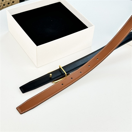 Ce**e medium reversible framed triomphe belt 25mm in taurillon and natural calfskin brown/black