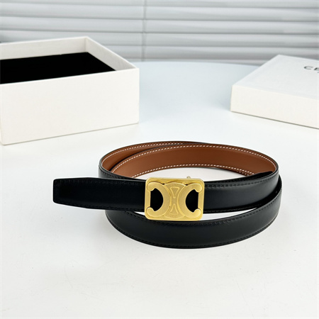 Ce**e medium reversible framed triomphe belt 25mm in taurillon and natural calfskin brown/black