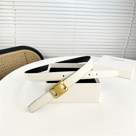 Ce**e medium reversible framed triomphe belt 25mm in taurillon and natural calfskin white/black