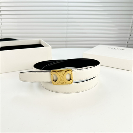 Ce**e medium reversible framed triomphe belt 25mm in taurillon and natural calfskin white/black