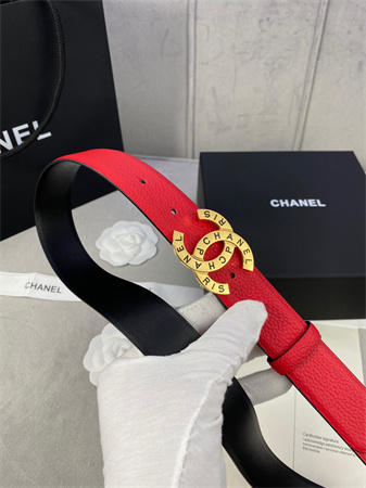 Ch*el belts in calfskin 30mm gold/silver hardware red