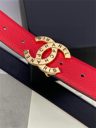 Ch*el belts in calfskin 30mm gold/silver hardware red
