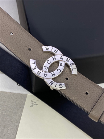 Ch*el belts in calfskin 30mm gold/silver hardware etoupe