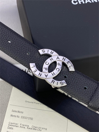 Ch*el belts in calfskin 30mm gold/silver hardware black