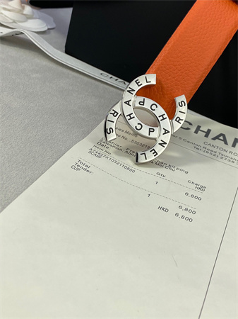 Ch*el belts in calfskin 30mm gold/silver hardware orange