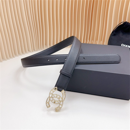 Ch*el belts in calfskin 30mm gold/silver hardware in black