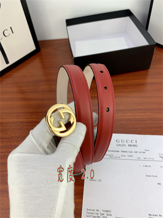 G*u*i belts in red calfskin 20mm gold/silver hardware