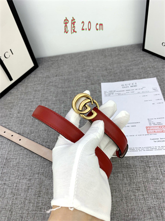 G*u*i belts in red calfskin 20mm gold hardware