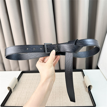 Y*L belts in grained leather 30mm black hardware black