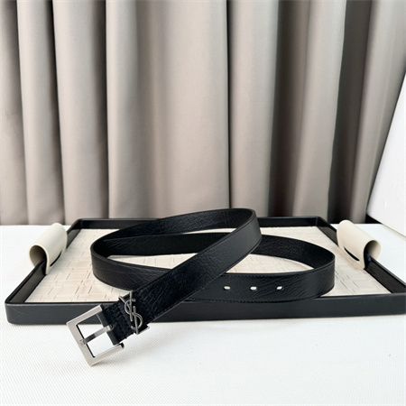 Y*L belts in grained leather 30mm silver hardware black
