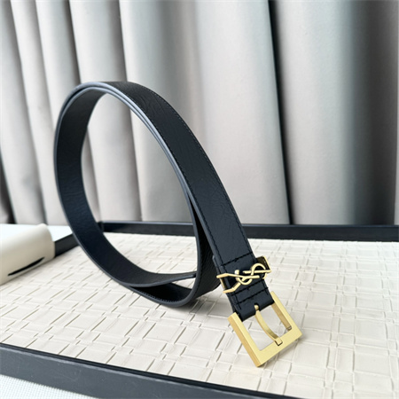 Y*L belts in grained leather 30mm gold hardware black