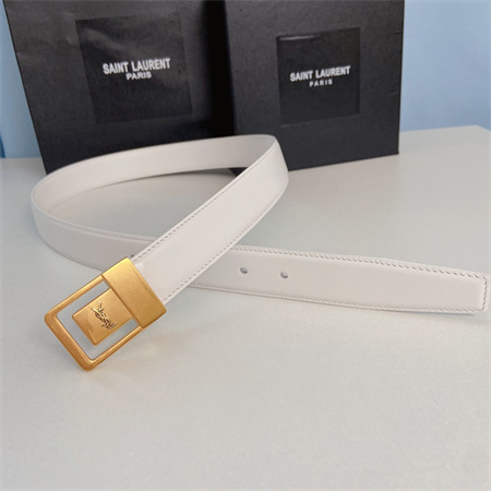 Y*L belts in leather 30mm gold hardware white