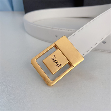 Y*L belts in leather 30mm gold hardware white