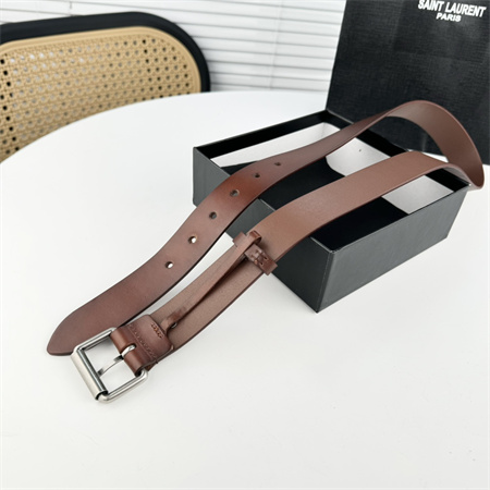 Y*L belts in leather 35mm silver hardware brown