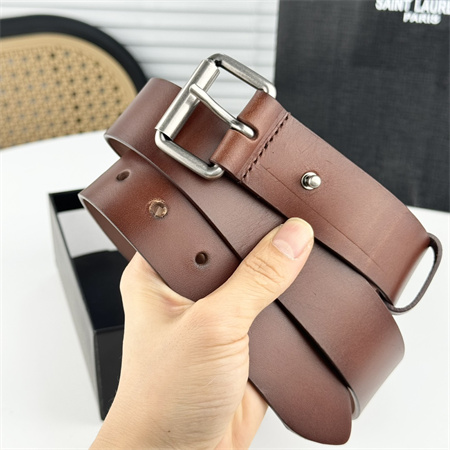 Y*L belts in leather 35mm silver hardware brown