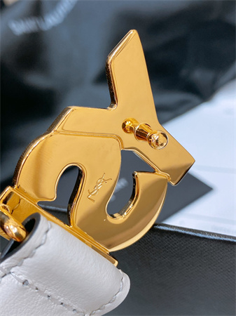 Y*L belts in leather 24mm shinny gold hardware white