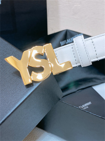 Y*L belts in leather 24mm shinny gold hardware white