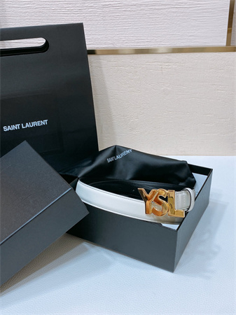 Y*L belts in leather 24mm shinny gold hardware white