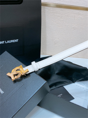 Y*L belts in leather 24mm shinny gold hardware white