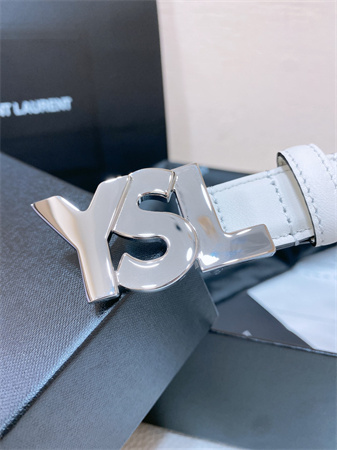 Y*L belts in leather 24mm shinny silver hardware white
