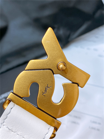 Y*L belts in leather 24mm aged gold hardware white