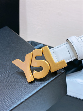 Y*L belts in leather 24mm aged gold hardware white