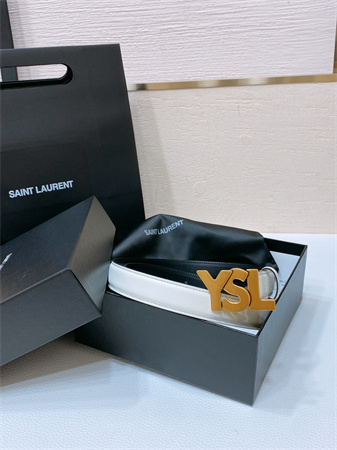 Y*L belts in leather 24mm aged gold hardware white