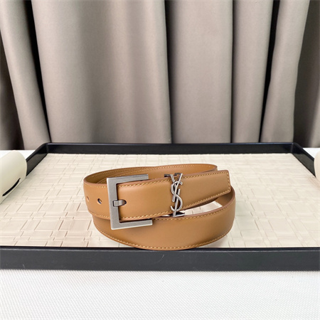Y*L belts in leather 30mm silver hardware brown