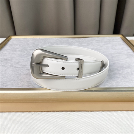 Y*L belts in leather 25mm silver hardware white