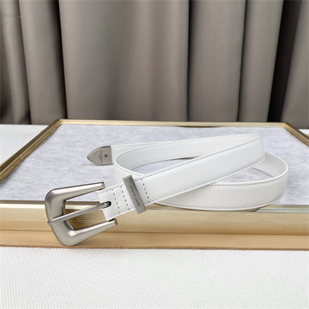 Y*L belts in leather 25mm silver hardware white