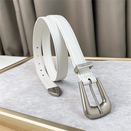 Y*L belts in leather 25mm silver hardware white