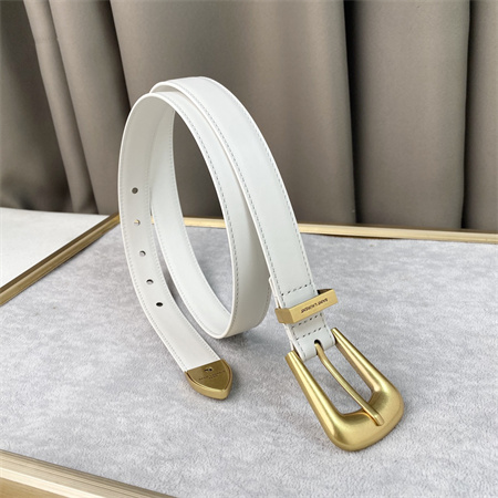 Y*L belts in leather 25mm gold hardware white